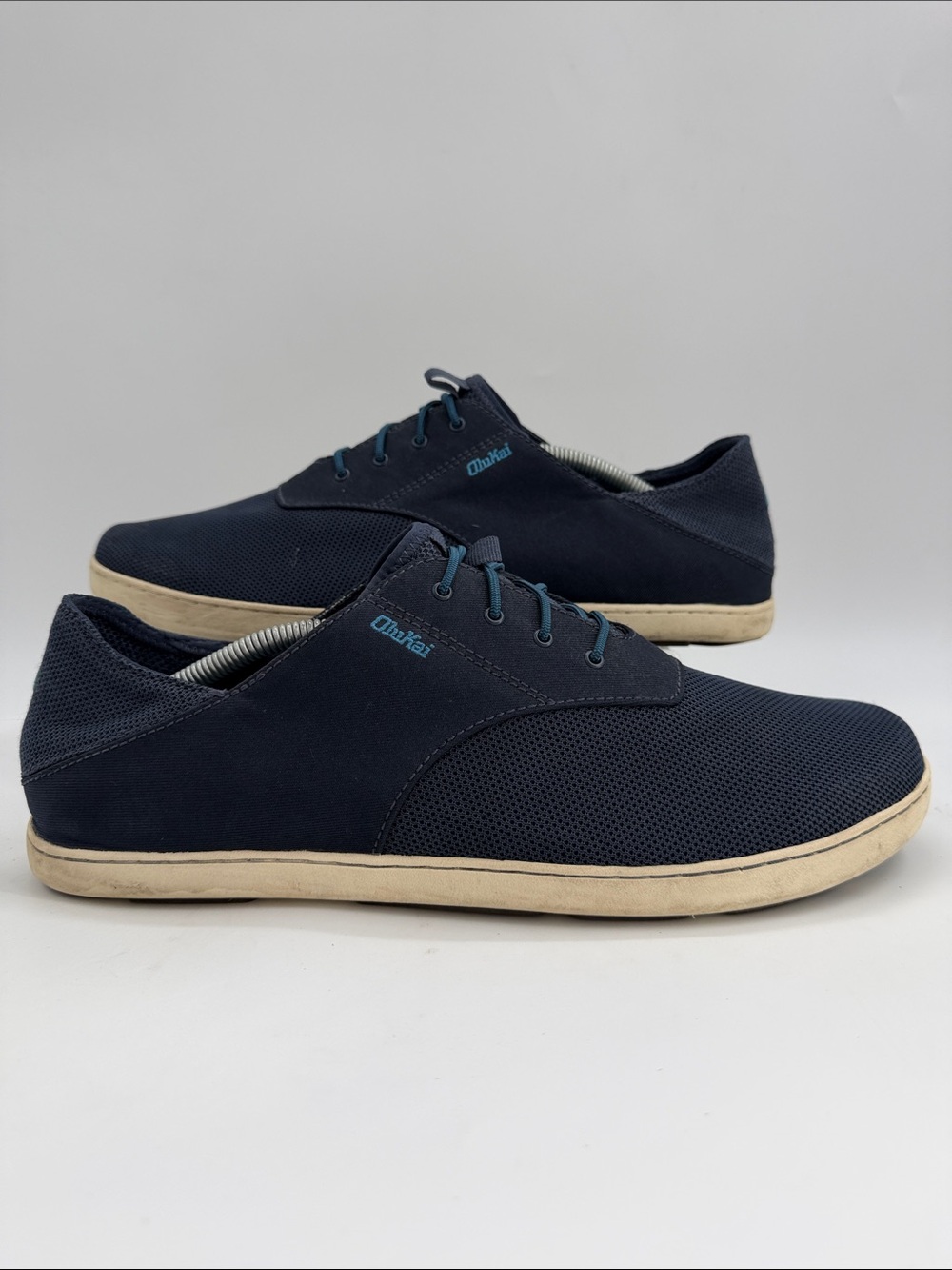 OluKai Mens Nohea Moku No Tie Boat Shoe Sz 12.0 Blue Slip On Convertible Sneaker